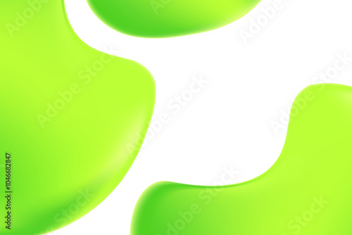 Abstract lime green liquid blobs, flowing fresh aloe vera gel droplets isolated, transparent background with copy space. Fluid organic forms, smooth fluid slime, collagen, serum. Beauty presentation