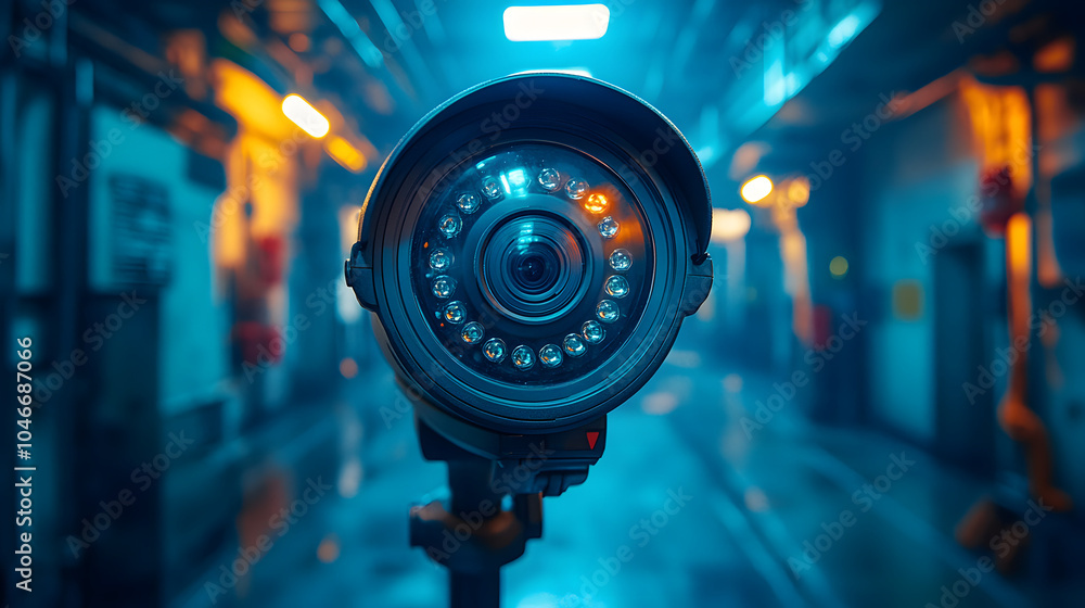 Close-Up of a Security Camera in an Empty Warehouse, Featuring Blue Light Reflections. Emphasizes Security, Surveillance, and Safety in Industrial Settings. Perfect for Security Industry Themes.
Close-Up of a Security Camera in an Empty Warehouse, Featuring Blue Light Reflections. Emphasizes Security, Surveillance, and Safety in Industrial Settings. Perfect for Security Industry Themes.