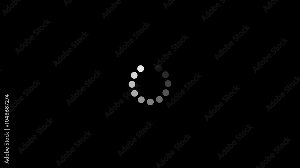 Abstract circle loading icon on black background Abstract circle loading icon on black background