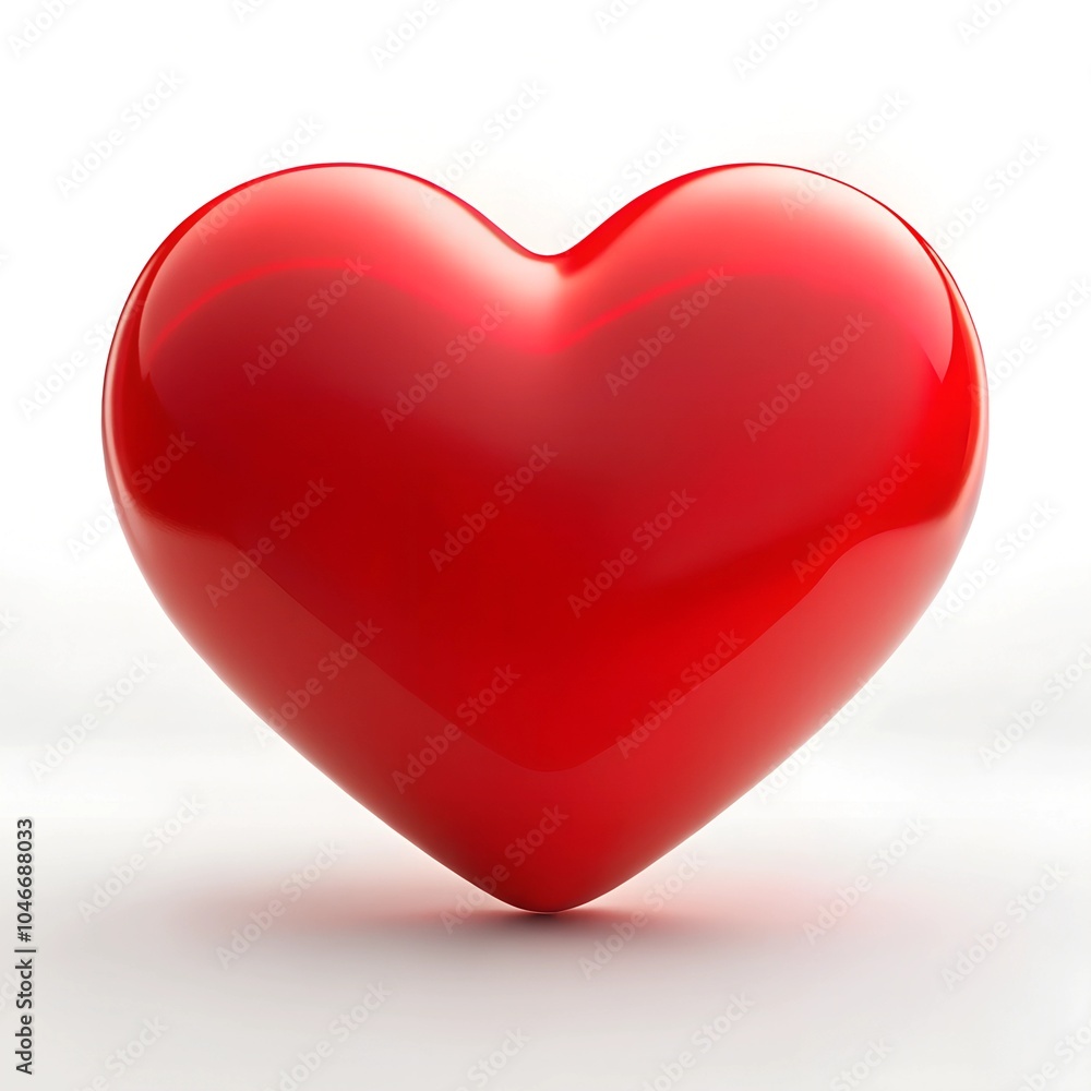 A 3D Soft Red Heart on white, front view. A 3D Soft Red Heart on white, front view.