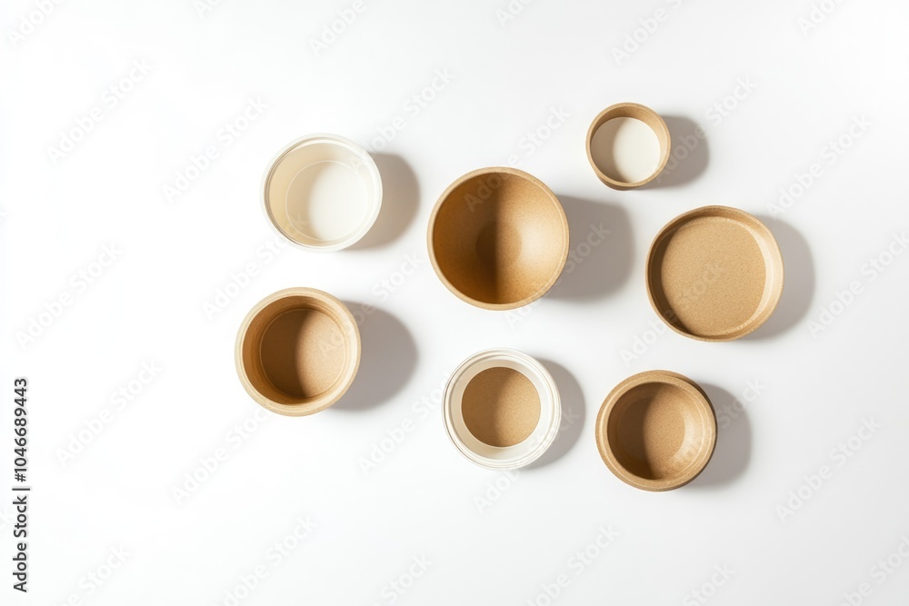 Minimalist Kraft Soup Bowls on White Background for Modern Kitchen Design Minimalist Kraft Soup Bowls on White Background for Modern Kitchen Design