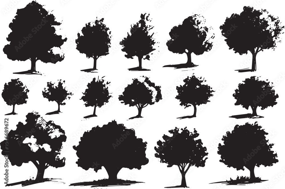Set Trees. Hand drawn vector illustration Set Trees. Hand drawn vector illustration