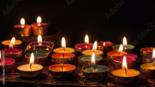 Wallpaper Mural Cozy atmosphere of burning candles, Lighting candles in honor of Diwali  Torontodigital.ca