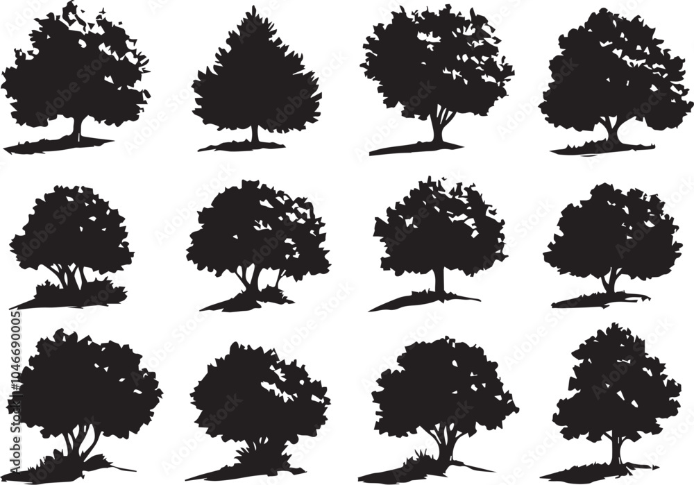 Set Trees. Hand drawn vector illustration Set Trees. Hand drawn vector illustration