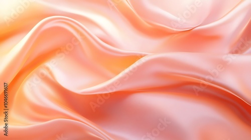 Soft, flowing peach silk fabric, smooth texture, elegant drapery, perfect for background or textile design.