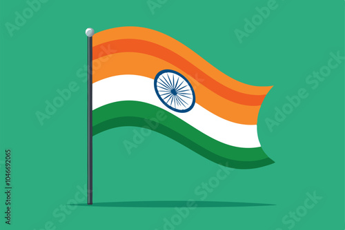 India Flag Flying High Tricolor Flag.
