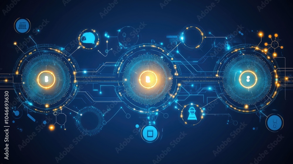 Fototapeta premium Abstract Futuristic Circuit Board Design with Bright Elements