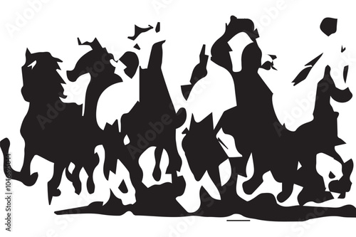Painting artistic drawing of a herd of Arabian horses