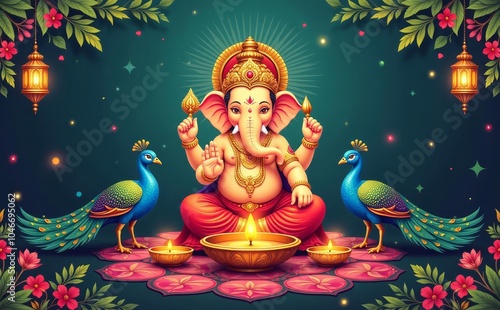 Happy Ganesh Chaturthi greeting background 