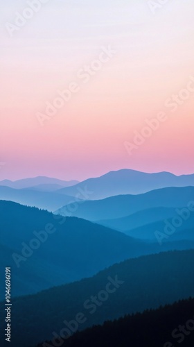 The mountains are covered in blue and purple hues, creating a serene