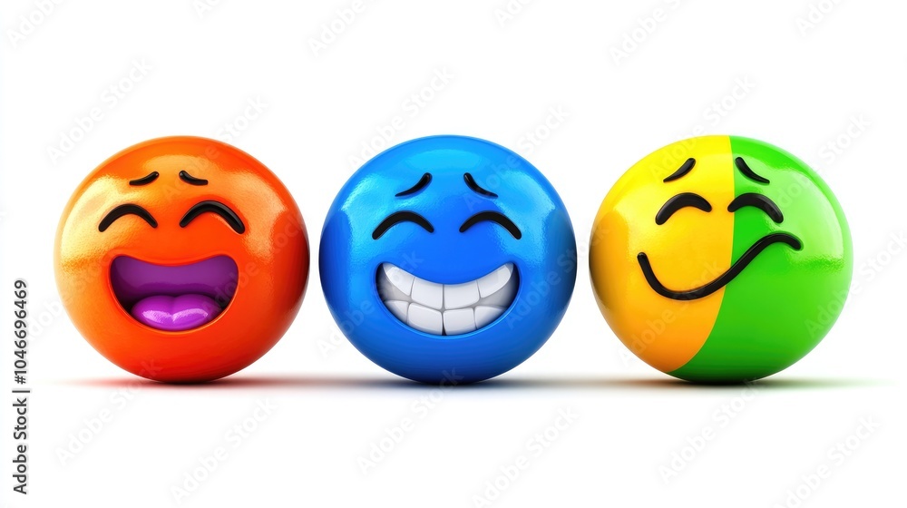Colorful Emoji Faces Expressing Various Emotions Colorful Emoji Faces Expressing Various Emotions