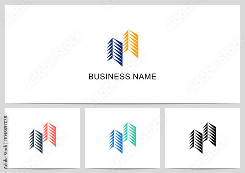 Abstract Triangle Shape Building Skyscraper Letter Logo Design