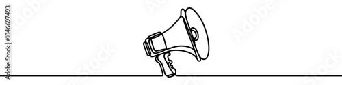 Continuous line drawing representing a megaphone for announcing or protesting. Vector illustration.
