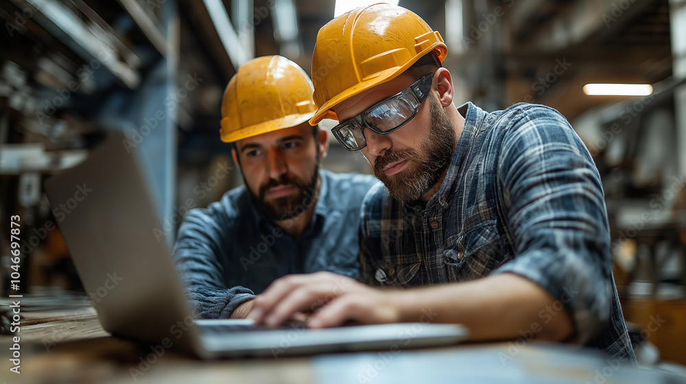 Industrial workers. a Builder with a beard wearing a protective vest and a hard hat Industrial workers. a Builder with a beard wearing a protective vest and a hard hat