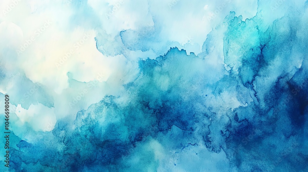 Naklejka premium Abstract watercolor art in shades of blue, perfect for creative projects and backgrounds.