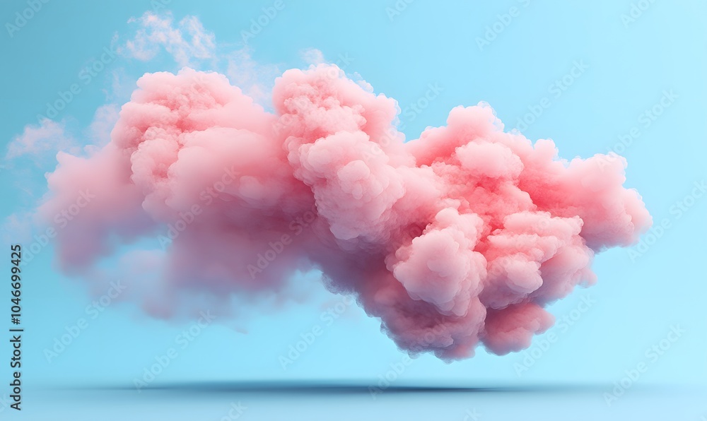 pink cloud formation on a blue background. Generative AI pink cloud formation on a blue background. Generative AI