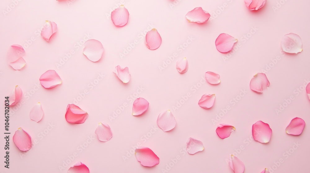 Photo of, Pink background with scattered petals for design, banner template Photo of, Pink background with scattered petals for design, banner template