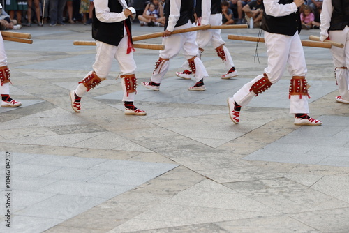 Basque folk street dance in a festival photo