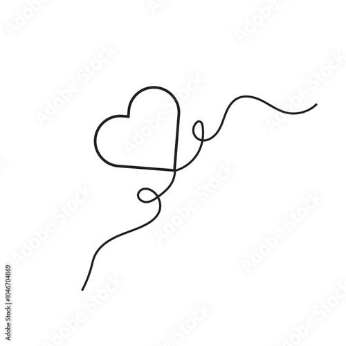 one line art Heart icon. Heart icon shape on a white background. vector illustration.