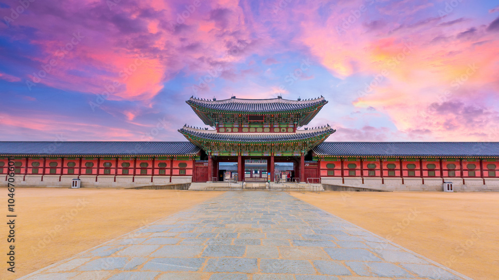 Gyeongbokgung palace in Seoul City, South Korea, Gyeongbokgung palace landmark of Seoul, South Korea, Korean wooden traditional house in Gyeongbokgung the main royal palace, Seoul, South Korea.