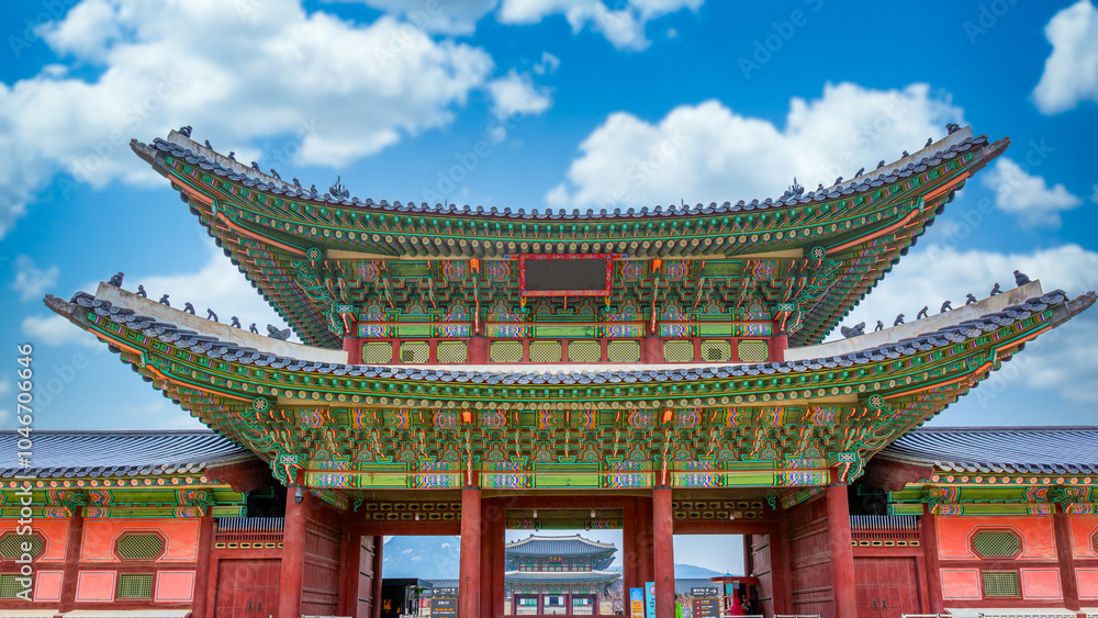 Gyeongbokgung palace in Seoul City, South Korea, Gyeongbokgung palace landmark of Seoul, South Korea, Korean wooden traditional house in Gyeongbokgung the main royal palace, Seoul, South Korea.