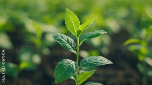 A close-up of a vibrant young plant with lush green leaves, symbolizing growth and new beginnings.