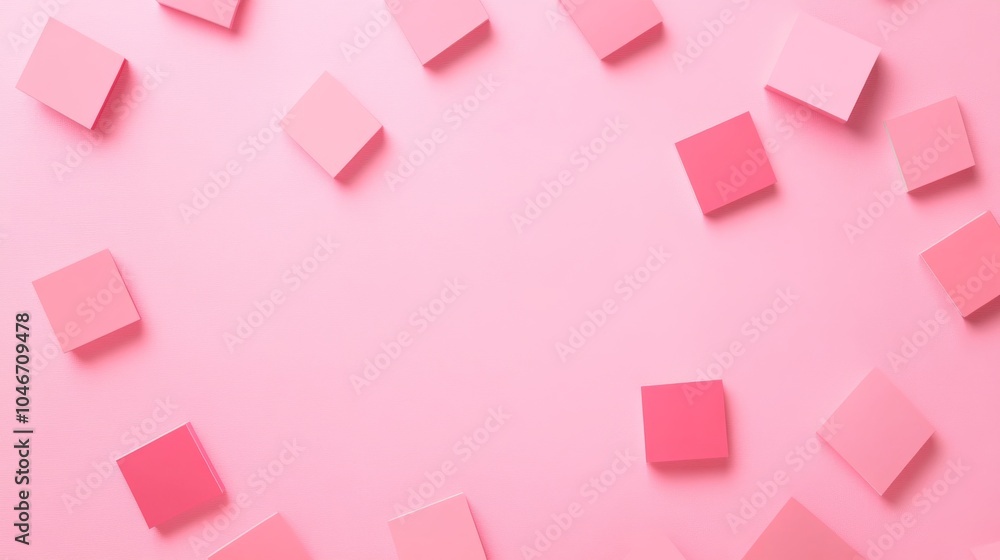 Photo of, Pink background with scattered squares for design, banner template Photo of, Pink background with scattered squares for design, banner template