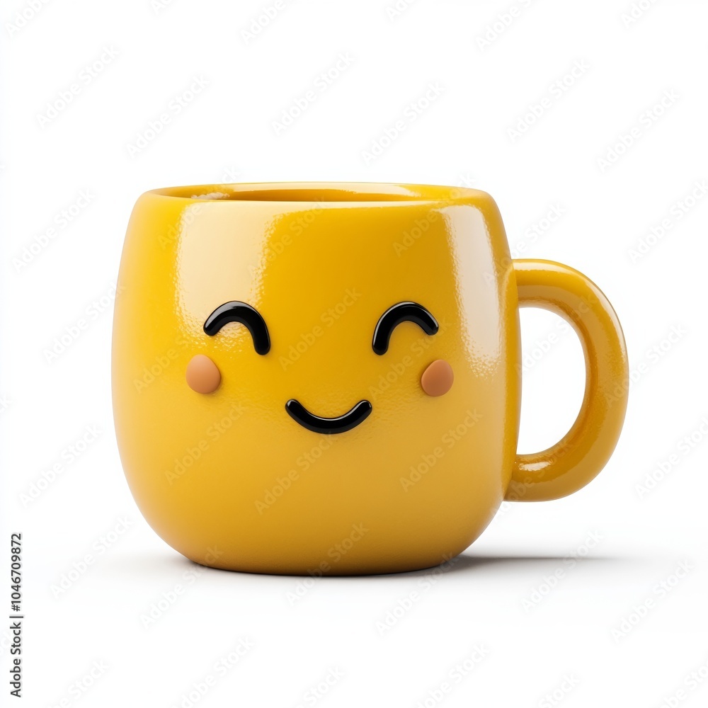 3D bright hot drink mug emoji isolated on a white background for winter vibes 3D bright hot drink mug emoji isolated on a white background for winter vibes