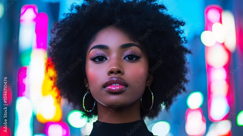 Black woman enjoying the vibrant street life of Tokyo, Japan, with neon signs lighting up the night and a sense of excitement for Black & Abroad Black woman enjoying the vibrant street life of Tokyo, Japan, with neon signs lighting up the night and a sense of excitement for Black & Abroad
