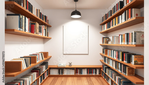 Contemporary Library Corner with Blank Display Frame