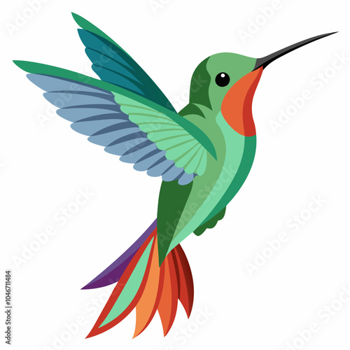 hummingbird and flowers