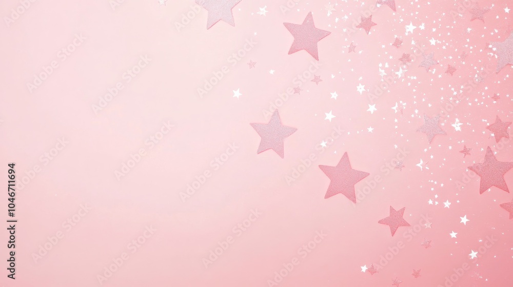 Photo of, Pink background with scattered stars for design, banner template Photo of, Pink background with scattered stars for design, banner template