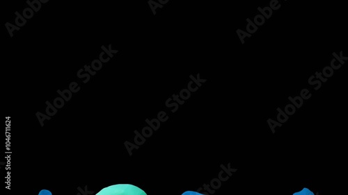 A collection of 3 cute plasticine wave transitions with jellyfish. Transparent background and alpha channel