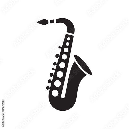 Stylized Vector Silhouette of a Saxophone.