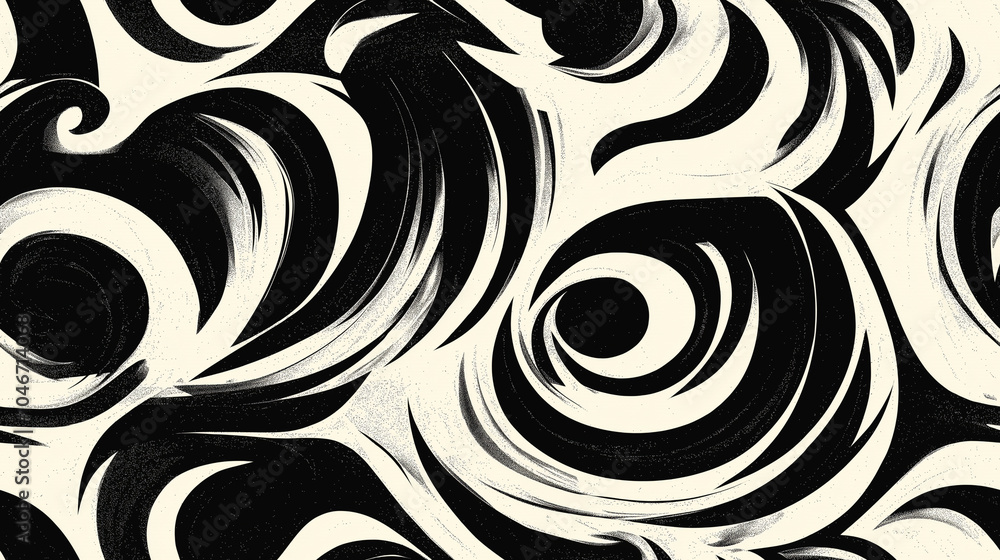 Fototapeta premium Abstract Swirling Black and White Pattern Texture Background