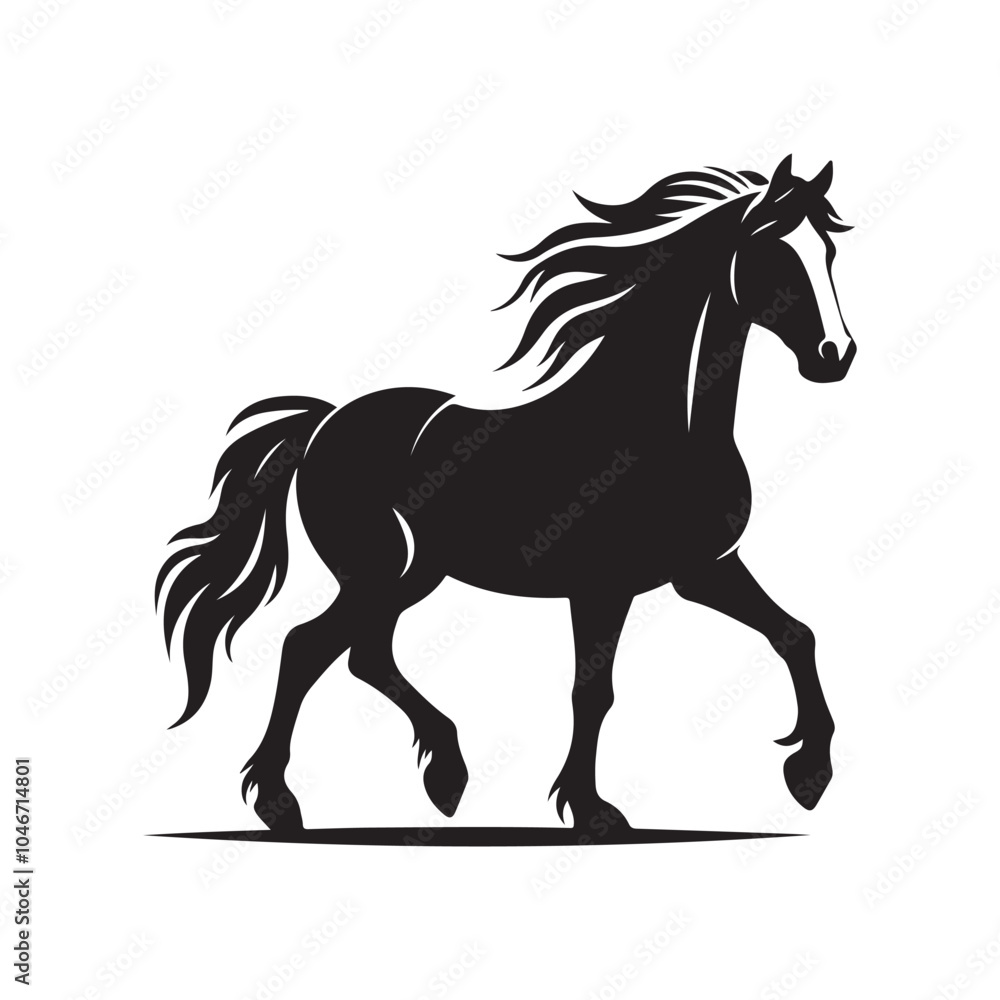 Realistic Horse Silhouette Vector Image. Realistic Horse Silhouette Vector Image.