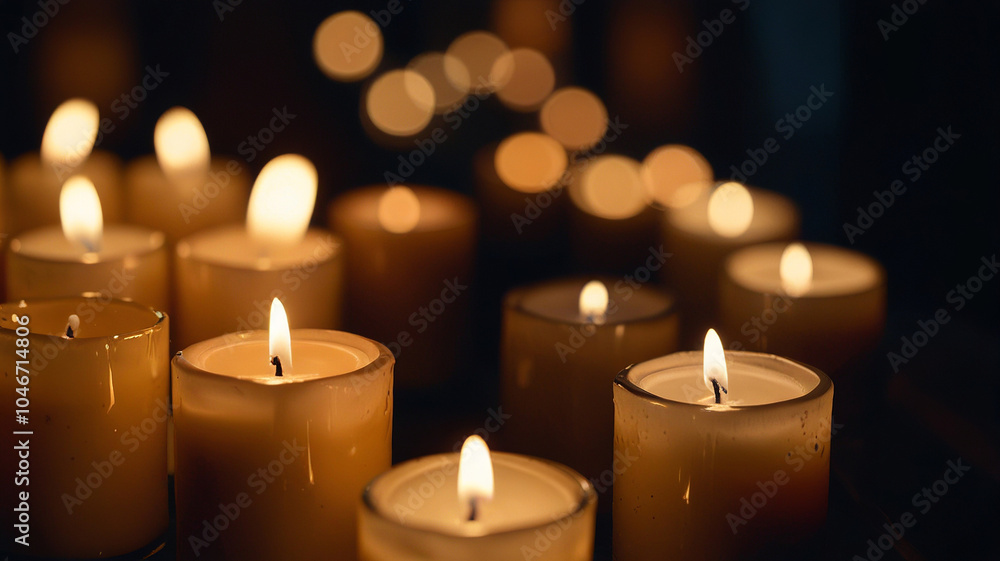 Glowing Candles in a Softly Lit Environment Glowing Candles in a Softly Lit Environment