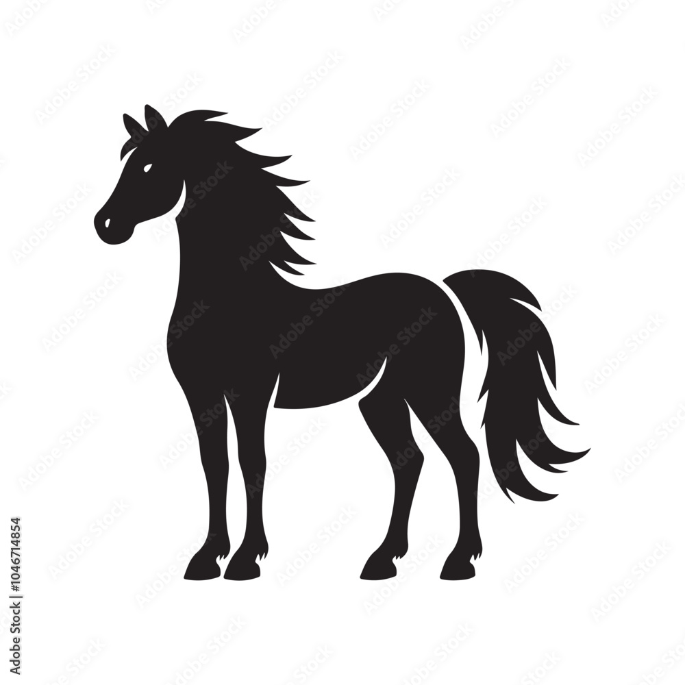 Realistic Horse Silhouette Vector Image. Realistic Horse Silhouette Vector Image.