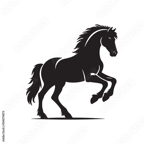 Realistic Horse Silhouette Vector Image.