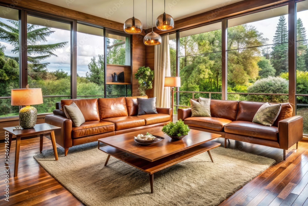 Cozy Mid-Century Modern Living Room with Natural Light and Sleek Design Elements Cozy Mid-Century Modern Living Room with Natural Light and Sleek Design Elements