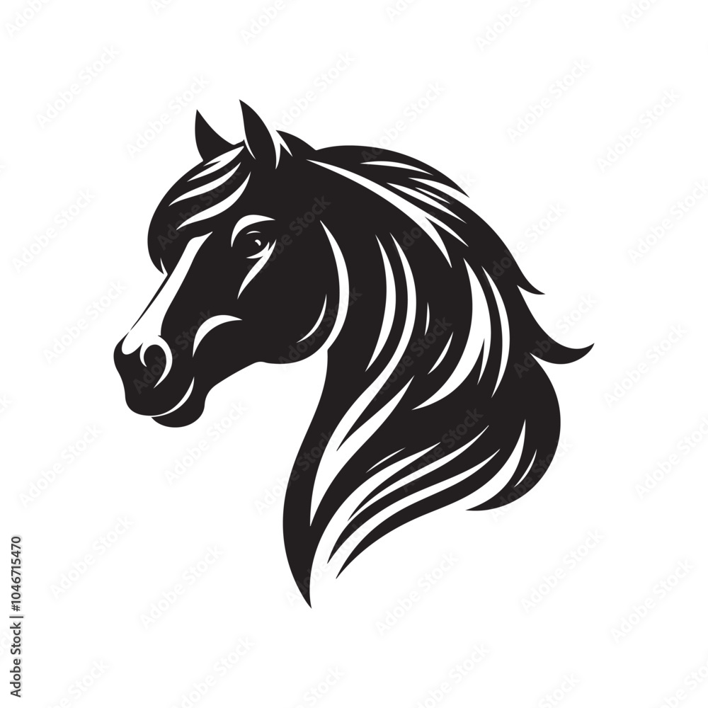 Horse Head Black Silhouette Vector Art. Horse Head Black Silhouette Vector Art.
