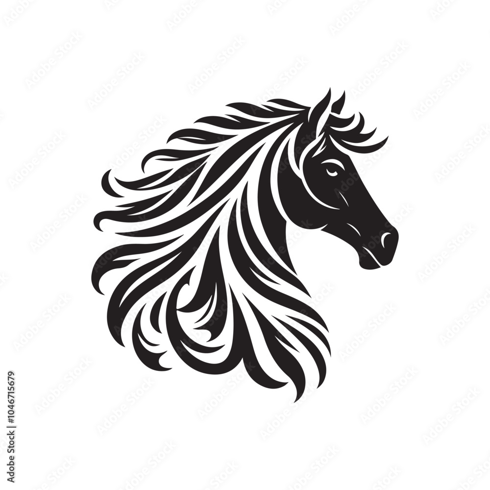 Black Horse Head Silhouette - Vector Graphic. Black Horse Head Silhouette - Vector Graphic.