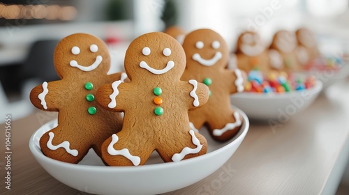 Table filled with gingerbread men, bowls of colorful frosting, and candy decorations, ready for a festive Gingerbread Decorating Day activity 