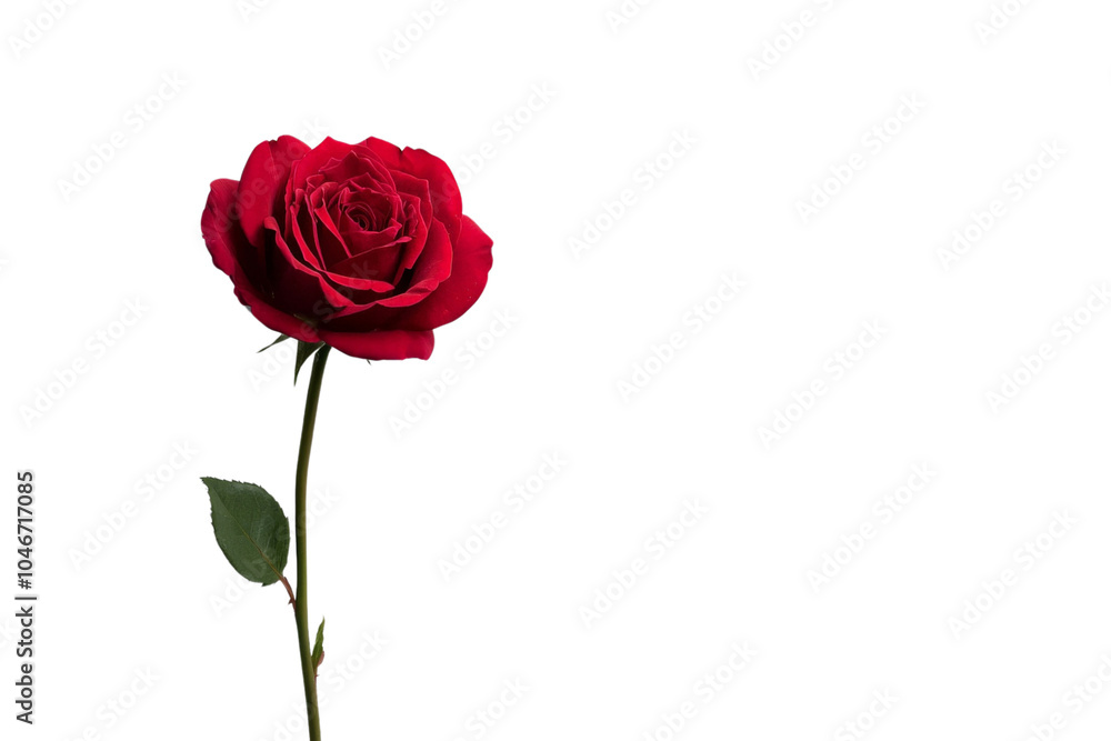 A single red rose in full bloom, isolated on a transparent background, PNG file. A single red rose in full bloom, isolated on a transparent background, PNG file.
