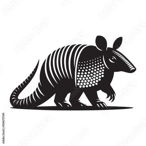 Armadillo Silhouette Vector - Isolated on White Background.