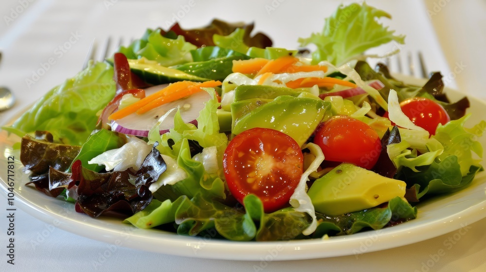 Fresh salad with avocado, tomatoes, and lettuce. Fresh salad with avocado, tomatoes, and lettuce.
