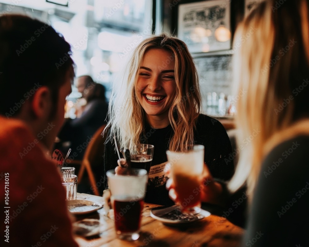 Friends enjoying drinks together at a bar, celebrating friendship and creating joyful memories Friends enjoying drinks together at a bar, celebrating friendship and creating joyful memories