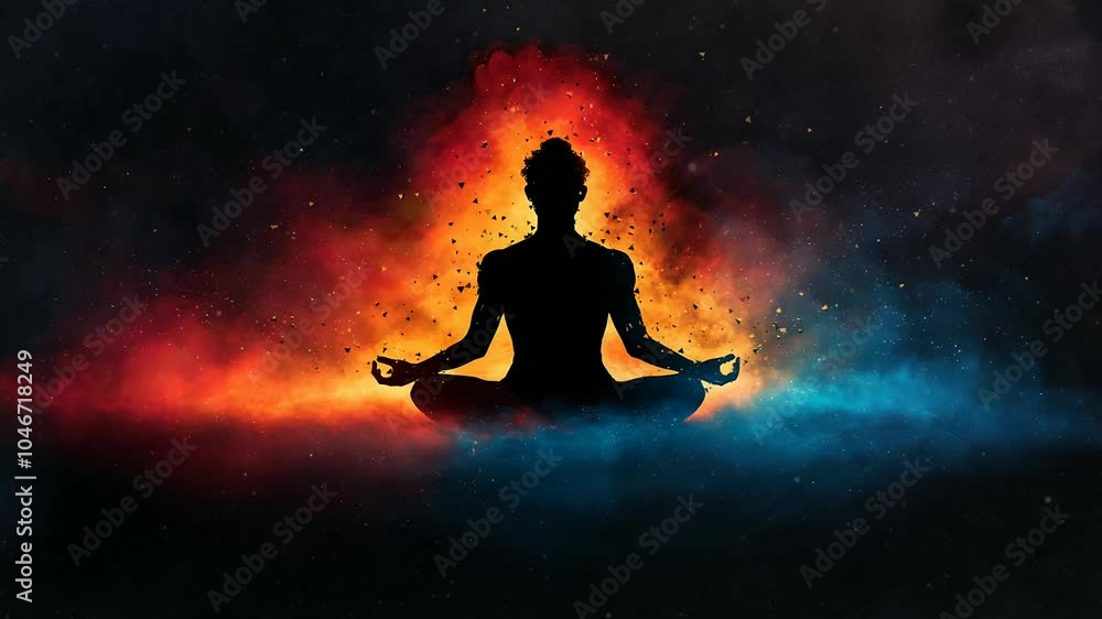 stunning Silhouette of a man meditating by the sea at sunset, amidst a forest with a burning fire, embodying peace and nature's energy stunning Silhouette of a man meditating by the sea at sunset, amidst a forest with a burning fire, embodying peace and nature's energy