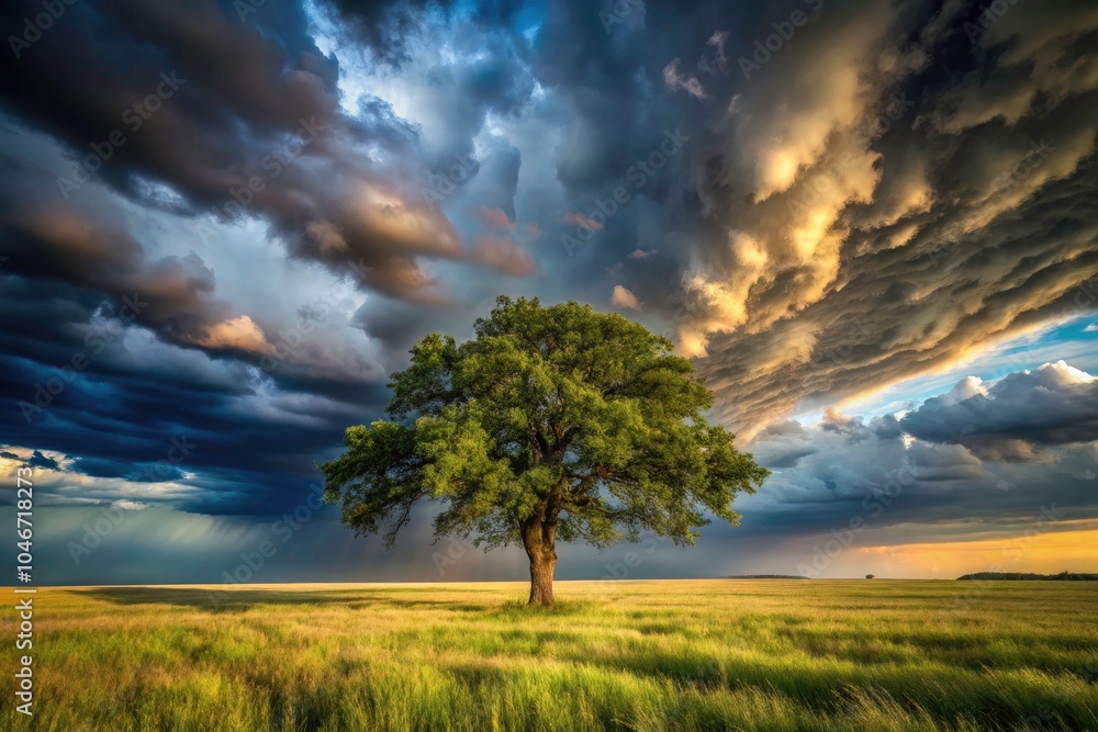 Dramatic Macro Photography of a Single Tree in a Field Beneath a Stormy Sky, Capturing Nature's Beauty, Weather Elements, and Unique Textures in Close-Up Detail Dramatic Macro Photography of a Single Tree in a Field Beneath a Stormy Sky, Capturing Nature's Beauty, Weather Elements, and Unique Textures in Close-Up Detail