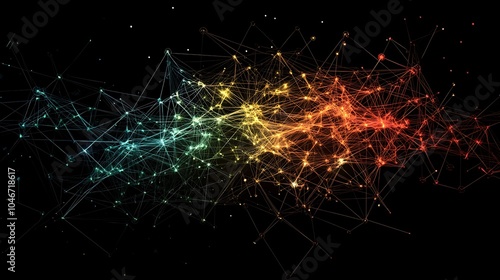 Abstract Colorful Network with Glowing Points